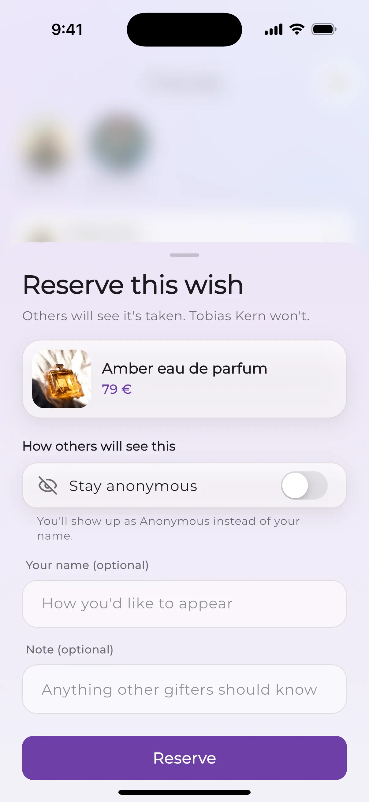 Reserve this wish sheet in Reservish for a bottle of Toy Boy perfume